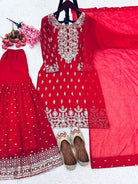 Festive Special Red Gharara Suit Set UK Next Day - BONYHUBSALWAR KAMEEZ