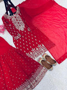 Festive Special Red Gharara Suit Set UK Next Day - BONYHUBSALWAR KAMEEZ