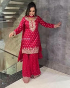 Festive Special Red Gharara Suit Set UK Next Day - BONYHUBSALWAR KAMEEZ