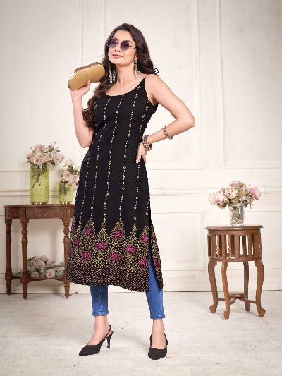 Festive Traditional Foil Print Kurti 1pc - BONYHUBSALWAR KAMEEZ