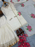Frost White Embroidered Sharara Suit With Floral Tabby Silk Dupatta - BONYHUBSALWAR KAMEEZ