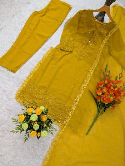 Georgette Sequence Embroidered Straight Suit Set - BONYHUBSALWAR KAMEEZ