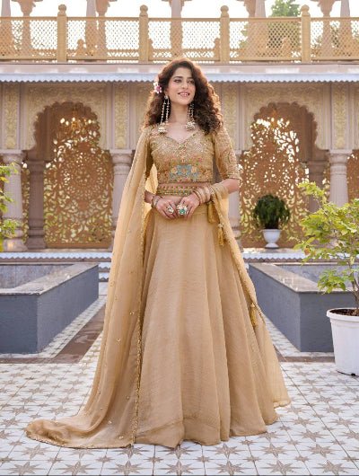Gold Embroidery Lehenga Choli Set - BONYHUBSALWAR KAMEEZ
