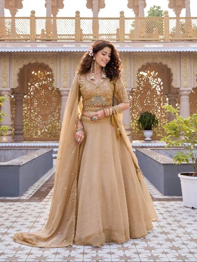 Gold Embroidery Lehenga Choli Set - BONYHUBSALWAR KAMEEZ