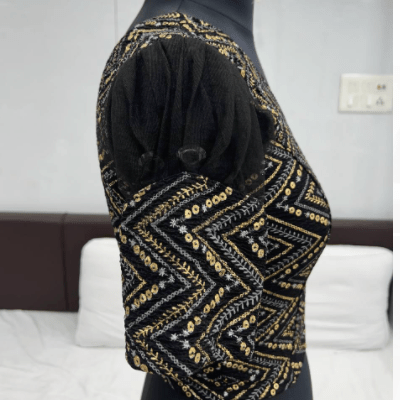 Gold Embroidery Stretchable Sari Blouse Ready to wear - BONYHUBblouses