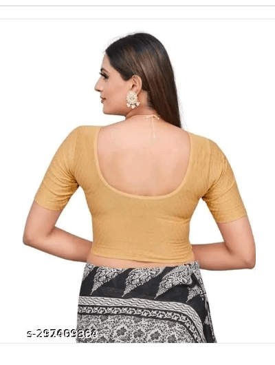 Gold Half Sleeves Stretchable Sari Blouse Uk Next Day - BONYHUBblouses