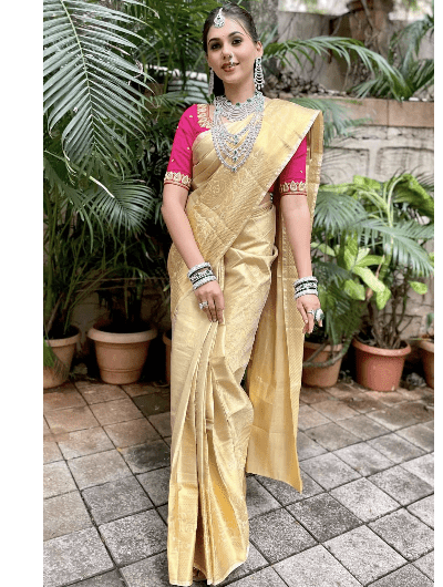 Gold Kanjivaram Wedding Silk Saree UK Next Day - BONYHUBSAREE