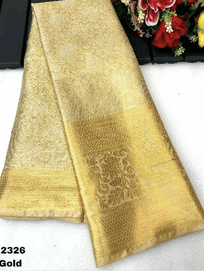 Gold Kanjivaram Wedding Silk Saree UK Next Day - BONYHUBSAREE