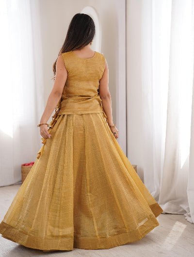Gold Ready To Wear Jacket Style Lehenga Wedding Wear UK - BONYHUBSALWAR KAMEEZ