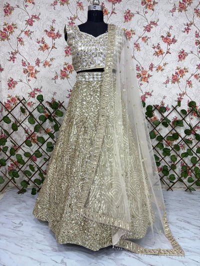 Gold Sequins Embellished Lehenga Choli Set - BONYHUBSALWAR KAMEEZ