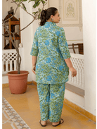 Green Collar Cotton Kurti Trouser Set of 2 - BONYHUBsalwar suit