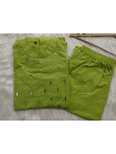 Green Embroidered Co - ord Set with Kurta Pant (Set of 2) - BONYHUBSALWAR KAMEEZ