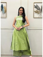 Green Embroidered Co - ord Set with Kurta Pant (Set of 2) - BONYHUBSALWAR KAMEEZ