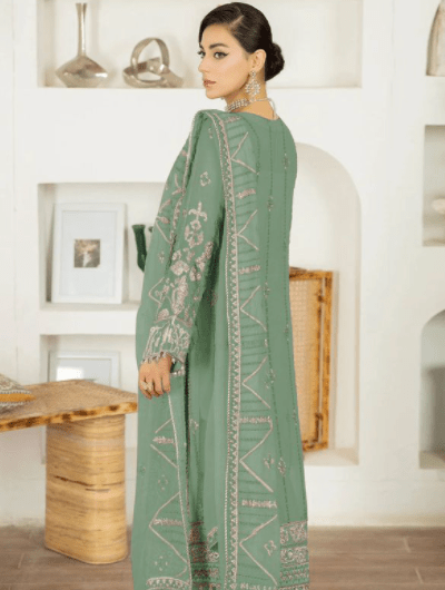 Green Pastel Bridal Embroidery Georgette Salwar Suit UK Next Day - BONYHUBSALWAR KAMEEZ