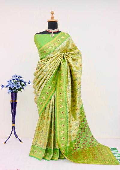 Green Pure Luxury Banarasi Silk Wedding Saree UK Next Day - BONYHUBSAREE