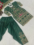 Green Sequins Embroidered Work Punjabi Suit Set - BONYHUBSALWAR KAMEEZ