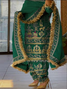 Green Sequins Embroidered Work Punjabi Suit Set - BONYHUBSALWAR KAMEEZ