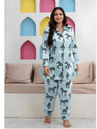 Green Zebra Satin Night suit - BONYHUBsalwar suit