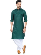 Grey Blue Men Cotton Pathani Kurta Pajama Set - BONYHUBMEN KURTA