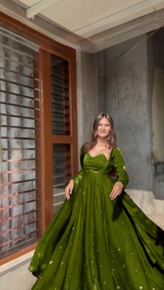 Pastel Blush Pink Silk Sequin Detailing Anarkali Suit - BONYHUBSALWAR KAMEEZ