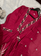 Hot Pink Designer Cotton Anarkali Suit (Set of 3) - BONYHUBSALWAR KAMEEZ