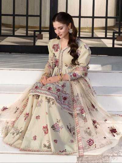 Ivory Cream Designer Peplum Sharara Set - BONYHUBSALWAR KAMEEZ