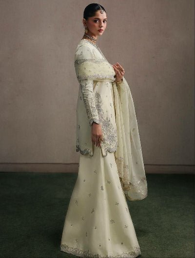 Ivory Embroidered Sharara Palazzo Suit Set - BONYHUBSALWAR KAMEEZ