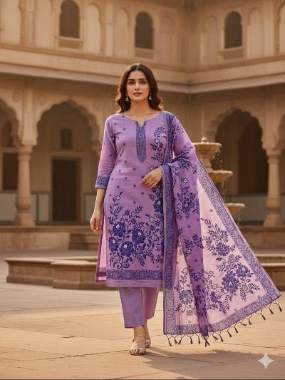 PLUS SIZE COTTON JAMDANI SALWAR SUIT 