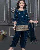 Kids Blue Festive Punjabi Suit Set UK Next Day - BONYHUBLehangas