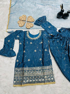 Kids Blue Festive Punjabi Suit Set UK Next Day - BONYHUBLehangas