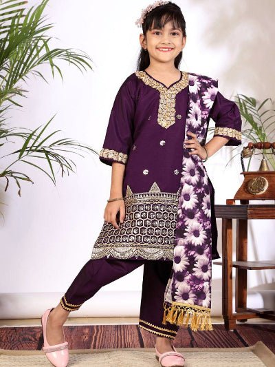 Kids Ethnic Embroidery Punjabi Salwar Suit - BONYHUBClothing