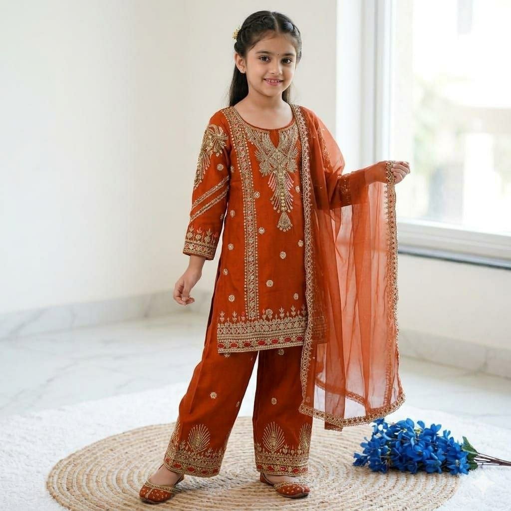 Kids Ethnic Salwar Suit Punjabi Dress Girls - BONYHUBClothing