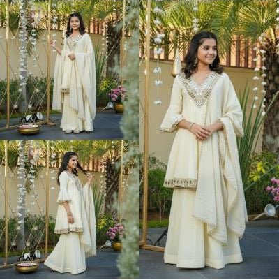 Kids Gold Embroidered Sharara Suit UK Next Day - BONYHUBClothing