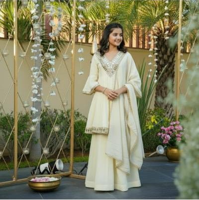Kids Gold Embroidered Sharara Suit UK Next Day - BONYHUBClothing