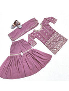 Kids Onion Pink Kurti, Sharara and Dupatta Set - BONYHUBLehangas