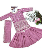 Kids Onion Pink Kurti, Sharara and Dupatta Set - BONYHUBLehangas