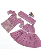 Kids Onion Pink Kurti, Sharara and Dupatta Set - BONYHUBLehangas
