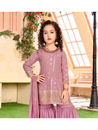 Kids Onion Pink Kurti, Sharara and Dupatta Set - BONYHUBLehangas