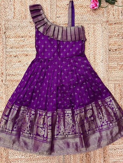 Kids Paithani Silk Jacquard Gown - BONYHUBLehangas
