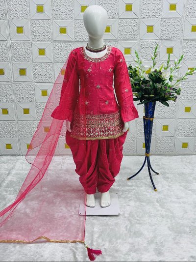 Kids Pink Festive Punjabi Suit Set UK Next Day - BONYHUBLehangas