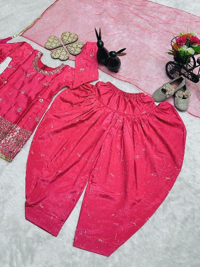 Kids Pink Festive Punjabi Suit Set UK Next Day - BONYHUBLehangas