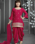 Kids Pink Festive Punjabi Suit Set UK Next Day - BONYHUBLehangas