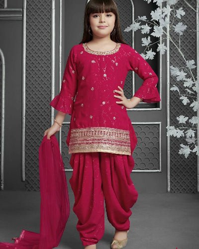 Kids Pink Festive Punjabi Suit Set UK Next Day - BONYHUBLehangas