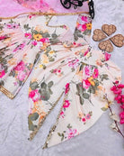 Kids Pink Floral Georgette Digital Print Dhoti Salwar Suit - BONYHUBClothing