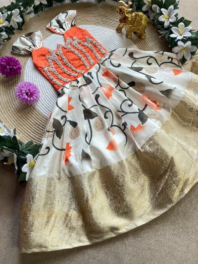Kids Pure Silk Moti Work Festive Gown - BONYHUBLehangas