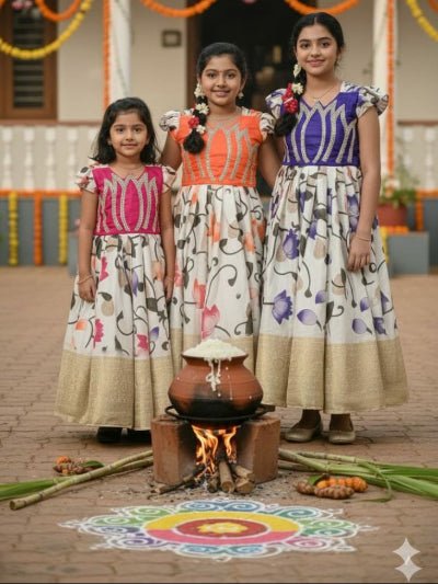 Kids Pure Silk Moti Work Festive Gown - BONYHUBLehangas