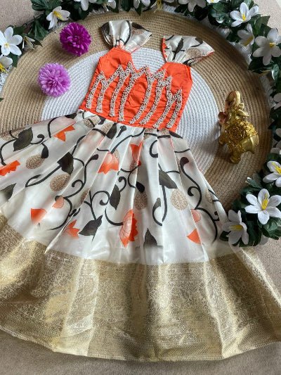 Kids Pure Silk Moti Work Festive Gown - BONYHUBLehangas