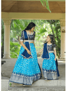 Kids Wedding Sky Blue Lehenga Choli Set UK Next Day - BONYHUBClothing