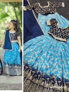 Kids Wedding Sky Blue Lehenga Choli Set UK Next Day - BONYHUBClothing