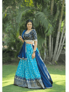Kids Wedding Sky Blue Lehenga Choli Set UK Next Day - BONYHUBClothing